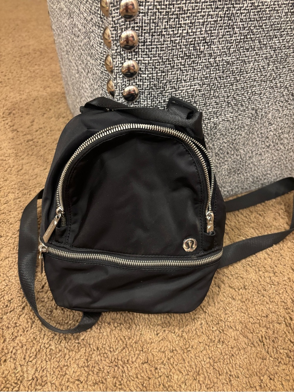 lululemon athletica Small Black Backpack with Silver Hardware
